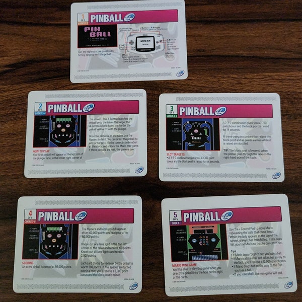 Pinball Game Boy Advance E Reader Cards