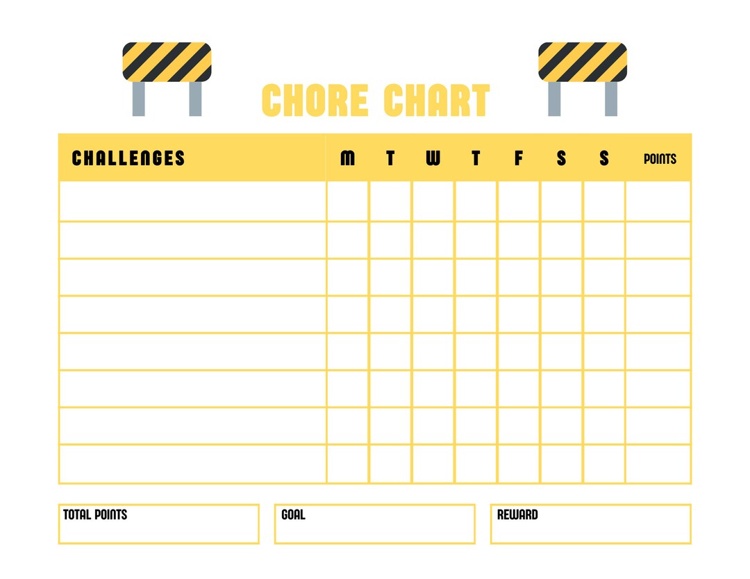 Construction Chore Chart - Etsy