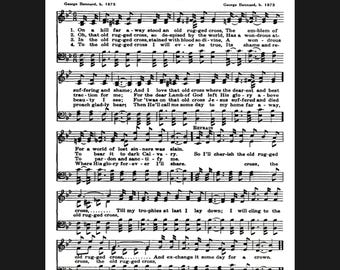 The Old Rugged Cross Hymn – Printable Sheet Music (PDF, JPG Download 8x10" )