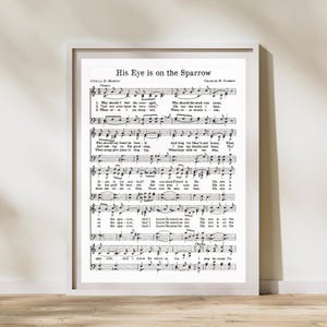 His Eye Is on the Sparrow Hymn - Printable Hymn -  Christian Art -INSTANT DOWNLOAD - Scrapbooking Paper - Crafts - Sheet Music