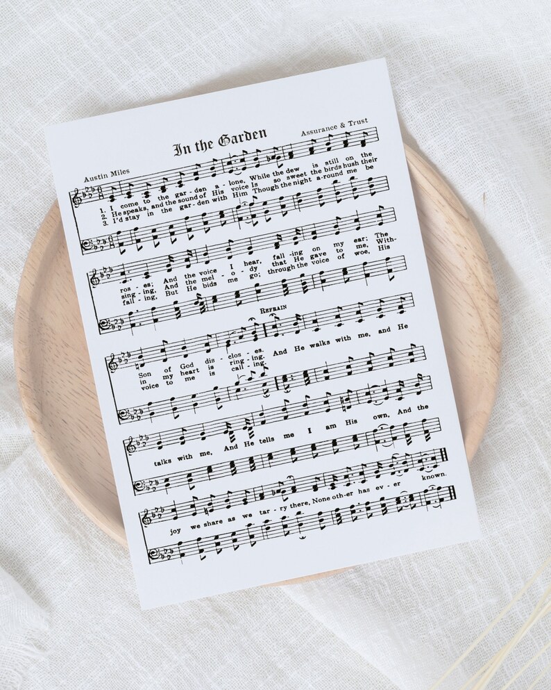 In the Garden Printable Hymn Christian Art INSTANT DOWNLOAD Farmhouse ...