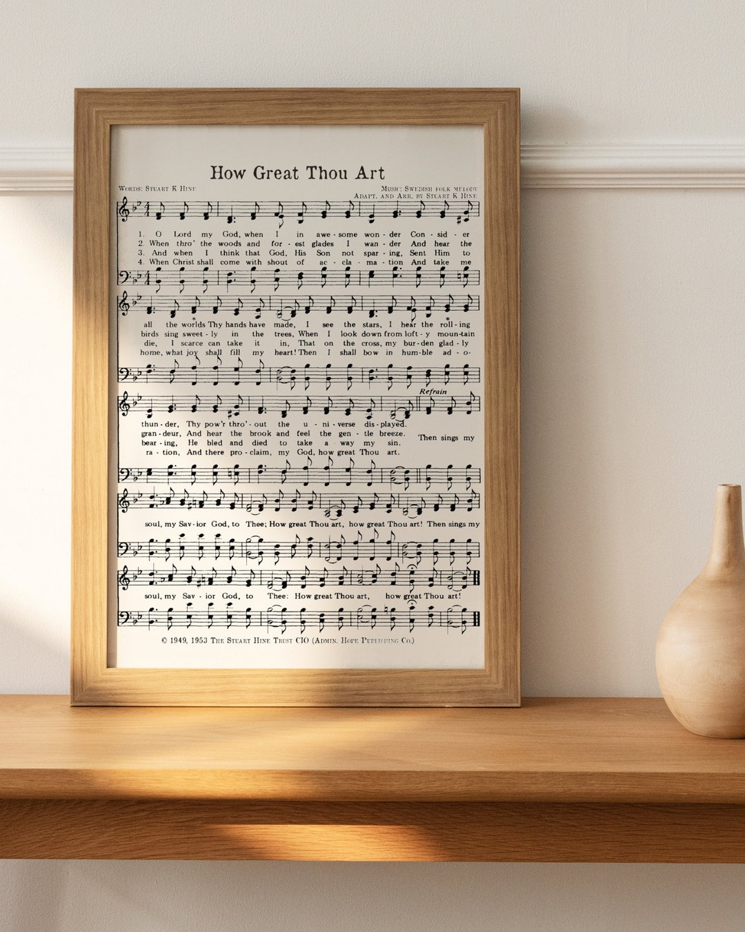 How Great Thou Art printable hymn sheet music displayed as an instant download style layout