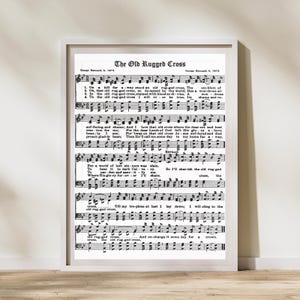 The Old Rugged Cross - Printable Hymn -  Sheet Music Hymn - -INSTANT DOWNLOAD - Scrapbooking Paper - Crafts - Christian Art