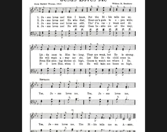Jesus Loves Me - Printable Hymn -  Baptism Gift Idea -INSTANT DOWNLOAD - Sunday School - Nursery Art - Baby Gift - Kids Art - Christian Art