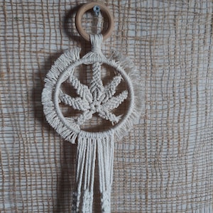 Marijuana Leaf Macrame Plant Hanger, Adjustable