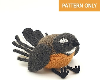 Whina the Fantail/ Pīwakawaka | Easy to follow | New Zealand Wildlife Collection | Crochet Pattern |  Amigurumi Pattern PDF in English