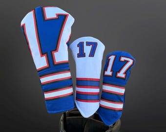 Op Buffalo Football geïnspireerde golfheadcover – handgemaakte hoes van jersey