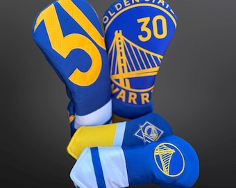 Op Golden State Basketball geïnspireerde golfheadcover – handgemaakte hoes van jersey
