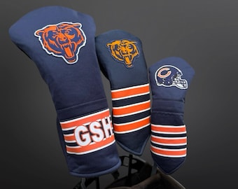 Couvre-chef de golf inspiré du football de Chicago - Revêtements en tissu jersey faits main