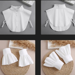 Pure White Cotton Fake Collar / Cotton False Collar /Removable Fake Collar / Detachable Collar / Fake Wrist Cuffs A0635 image 1