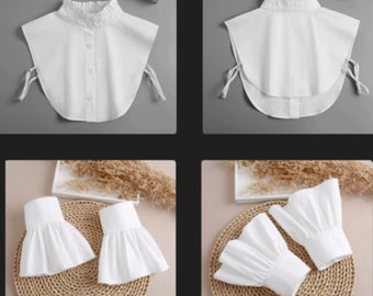 Pure White Cotton Fake Collar / Cotton False Collar /Removable Fake Collar / Detachable Collar / Fake Wrist Cuffs A0635