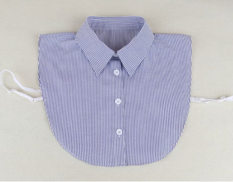 Blue Fake Collar / Cotton Half Fake Collar / Half Shirt Collar / Removable Fake Collar A0219 image 2