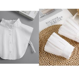 Pure White Cotton Fake Collar / Cotton False Collar /Removable Fake Collar / Detachable Collar / Fake Wrist Cuffs A0635 image 9