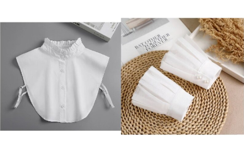 Pure White Cotton Fake Collar / Cotton False Collar /Removable Fake Collar / Detachable Collar / Fake Wrist Cuffs A0635 image 9