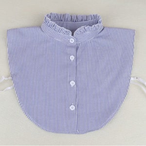 Blue Fake Collar / Cotton Half Fake Collar / Half Shirt Collar / Removable Fake Collar A0219 image 8