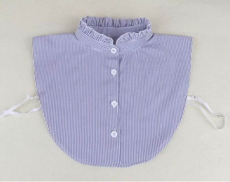 Blue Fake Collar / Cotton Half Fake Collar / Half Shirt Collar / Removable Fake Collar A0219 image 8