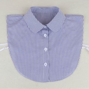 Blue Fake Collar / Cotton Half Fake Collar / Half Shirt Collar / Removable Fake Collar A0219 Blue (Pan)