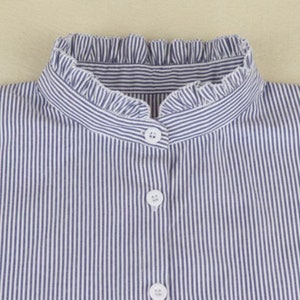 Blue Fake Collar / Cotton Half Fake Collar / Half Shirt Collar / Removable Fake Collar A0219 Blue (Stand)