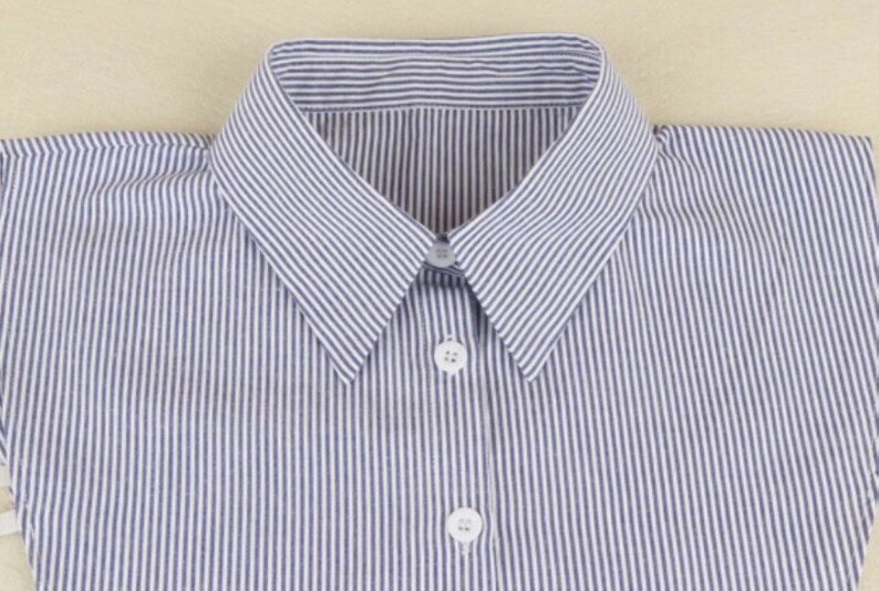 Blue Fake Collar / Cotton Half Fake Collar / Half Shirt Collar / Removable Fake Collar A0219 Blue (Point)