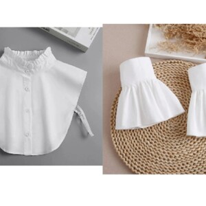 Pure White Cotton Fake Collar / Cotton False Collar /Removable Fake Collar / Detachable Collar / Fake Wrist Cuffs A0635 image 7