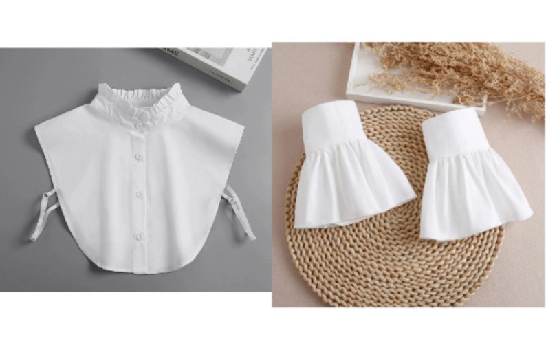 Pure White Cotton Fake Collar / Cotton False Collar /Removable Fake Collar / Detachable Collar / Fake Wrist Cuffs A0635 image 7