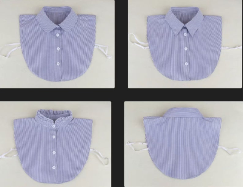 Blue Fake Collar / Cotton Half Fake Collar / Half Shirt Collar / Removable Fake Collar A0219 image 1
