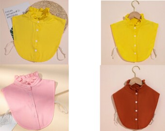 Pink, Brown, Yellow Fake Collar / Cotton Half Fake Collar / White Half Shirt Collar / Removable Fake Collar A0632