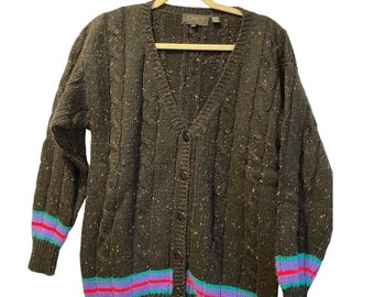 Pull cardigan femme large en maille torsadée TOMBOY LESPORT VINTAGE Multicolore