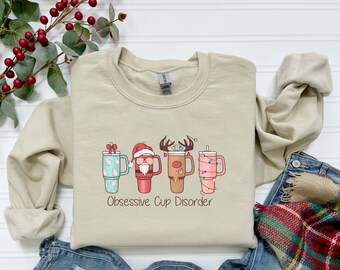 Obsessieve Cup Disorder Crewneck Sweatshirt, Stanley Cups Christmas, Funny Christmas Sweatshirt, OCS, Uniek kerstcadeau, cadeau voor haar