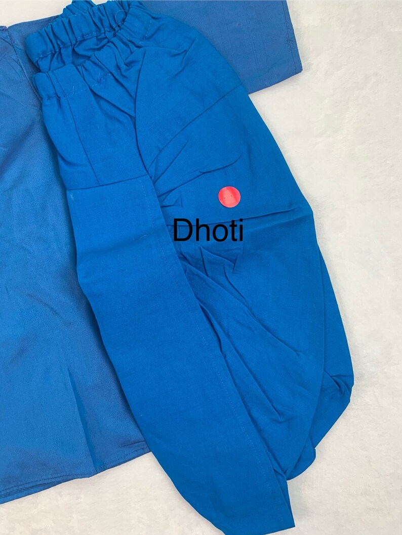Blue floral cross stitch kurta and dhoti set (9-12 months) main image 1