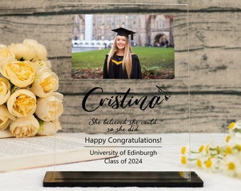 2024 Graduation Gift,Personalised Photo Print,Class of 2024 Grad Gift for daughter,granddaughter,Best Friends Gift, Acrylic Plaque and Stand