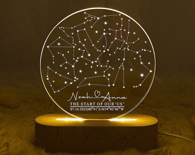 Custom Star Map by Date, Anniversary Gift, Starry Night Save the Date, Constellation Map by Date, Unique Couple Gift, Idea Christmas Gifts
