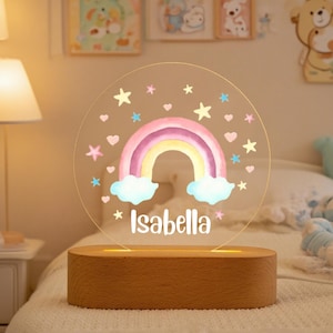 Personalized Rainbow Night Light,Childrens LED Night Lamp,Cute Rainbow Night Light,Custom Name Night Light,Bedside Lamp,Baby Girl Gifts