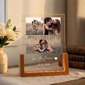 Lámpara de noche LED personalizada con foto, regalo para el Día del Padre, regalo de aniversario, regalo con foto personalizada, regalo de cumpleaños para ella, él, familiares y amigos.