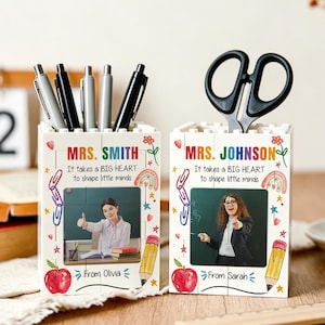 Personalisierter Stiftehalter mit Foto für Lehrer, Stiftehalter mit individuellem Namen, Geschenk zur Wertschätzung von Lehrern, Geschenk zum Schulanfang für Lehrer
