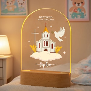 Baby Night Light, Baptism Gift, Christening Gift,Kids Bedroom Decor,Gift from Godparents,Gift for Godson, Goddaughter,Easter Gifts God Bless