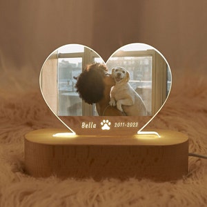 Custom Pet Photo Night Light, Personalized Gifts for Pet Loss, Dog Cat Night Light, Pet Memorial Lamp, Pet Memorial Gift, Gift for Pet Lover