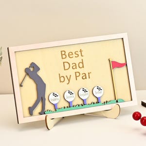 Personalized Best Dad By Par Sign, Best Grandpa By Par Sign, Custom Grandpa or Dad Gift, Father’s Day Present, Wood Golf Sign with Kids Name
