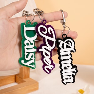 Acrylic Name Keychain,Custom Acrylic Name Tags,Back to School Kids Gift,Backpack Tags,Travel luggage Tag,Lunchbox Name Tag,Retro Name Tags