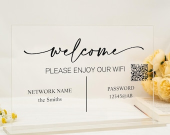 Gepersonaliseerd wifi-bord, wifi-qr-codebord voor bedrijven, wifi-netwerkplaquette, wifi-bord voor gasten, wifi-wachtwoordbord, lid worden van onze wifi-plaquette