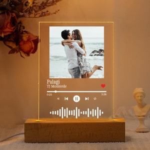 Personalized Music LED Night Light,Photo Frame,Album Cover Song Plaque,Valentine&#39;s Day Gift for Couple, Photo Night Lamp,Anniversary Gift