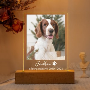 Benutzerdefinierte Hunde Foto Nachtlicht, Hund Gedenkgeschenke, leuchten Haustier Gedenktafel, Benutzerdefinierte Foto Geschenk für Hundemama, personalisiertes Geschenk für Haustier Verlust