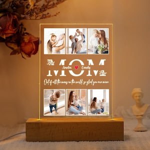 カスタムフォトナイトライト、母の日ギフト、フォトコラージュLEDライト、お母さん、おばあちゃん、おばあちゃんへのギフト、母へのギフト、娘からの母へのギフト