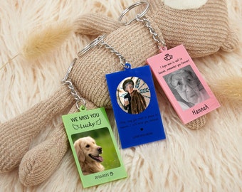 Personalised Photo Keyring,Keychain Gift with Message for Birthday,Any Photo & Any Text Keychain,Pets Photo Keychain,Pet Lover Gifts