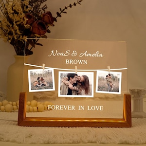 Couple Gifts with Photo, Couple&#39;s Photo Collage LED Light, Valentines Day Gift, Gift for Boyfriend Girlfriend, Anniversary Gift for Couple