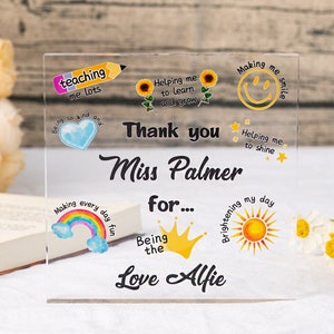Personalisierte Lehrer Geschenk, Lehrer Dankeschön Geschenk, Lehrer Wertschätzung Geschenke, Bester Lehrer, Zurück in der Schule Geschenk für Lehrer, Acryl Namen Plaque