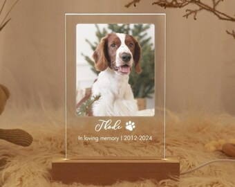 Personalized Photo Pet Night Light, Gifts for Pet Loss, Sympathy Gift, Pet Memorial Gift, Pet Lose Remenbering Gift, Pet Memorial Frame