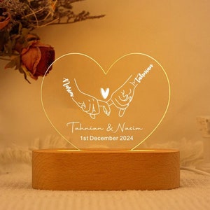 Custom Night Light as Valentines Day Gift,Custom Name LED Night Lamp,Anniversary Acrylic Lamp, Engagement Gift,Wedding Gift for the Couple