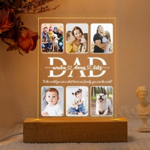 Personalized Photo Night Light, Family Photo Gift, Personalized Dad Grandpa Photo Gift, Custom Kids Name Light, Birthday Gifts for Daddy