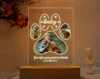 Personalized Photo Pet Night Light, Pet Memorial Plaque, Personalized Gifts for Pet Loss, Sympathy Gift,Pet Memorial Lamp, Cat Dog Loss Gift